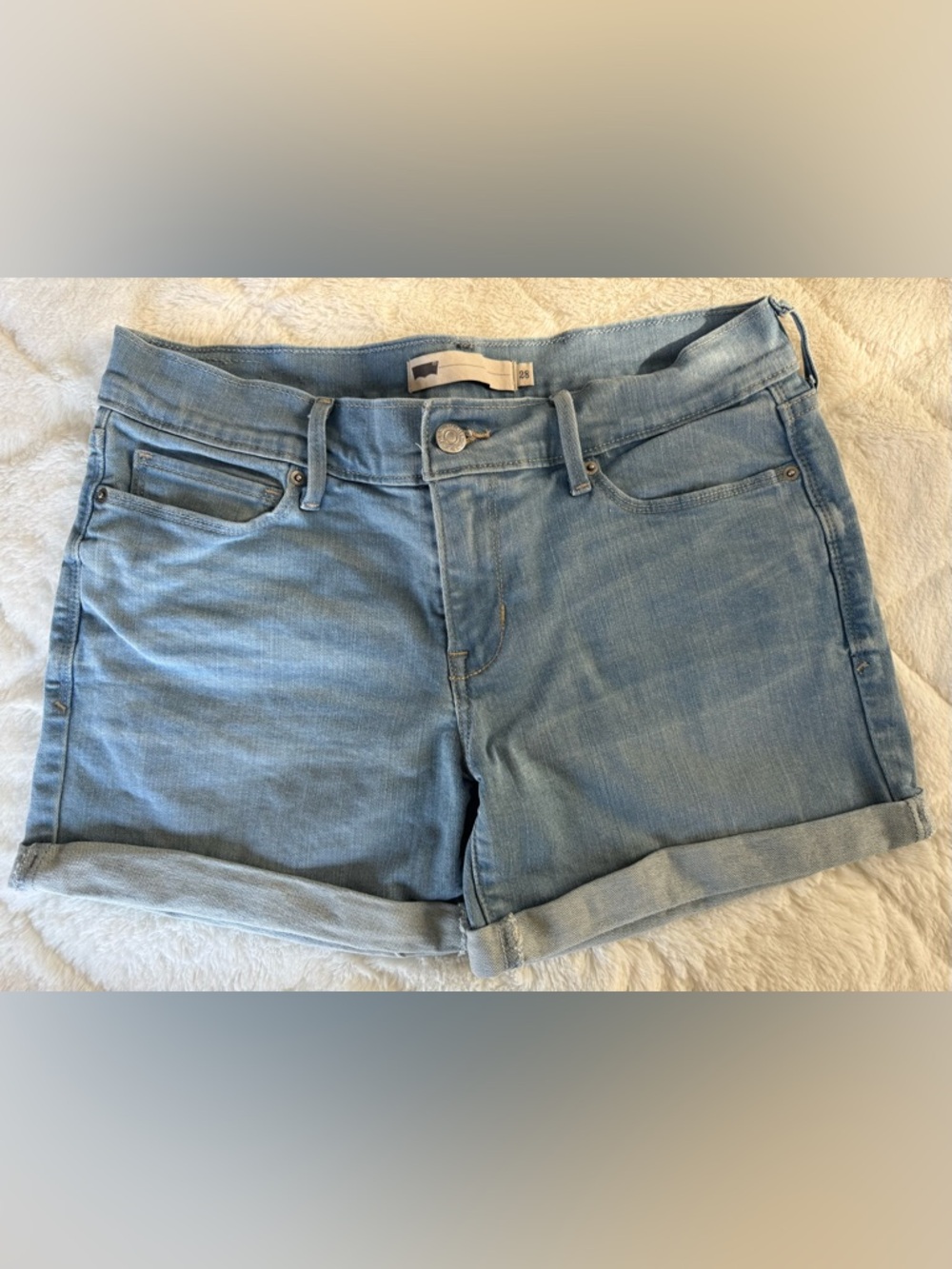 Levi's Light Blue Denim Cuffed Shorts